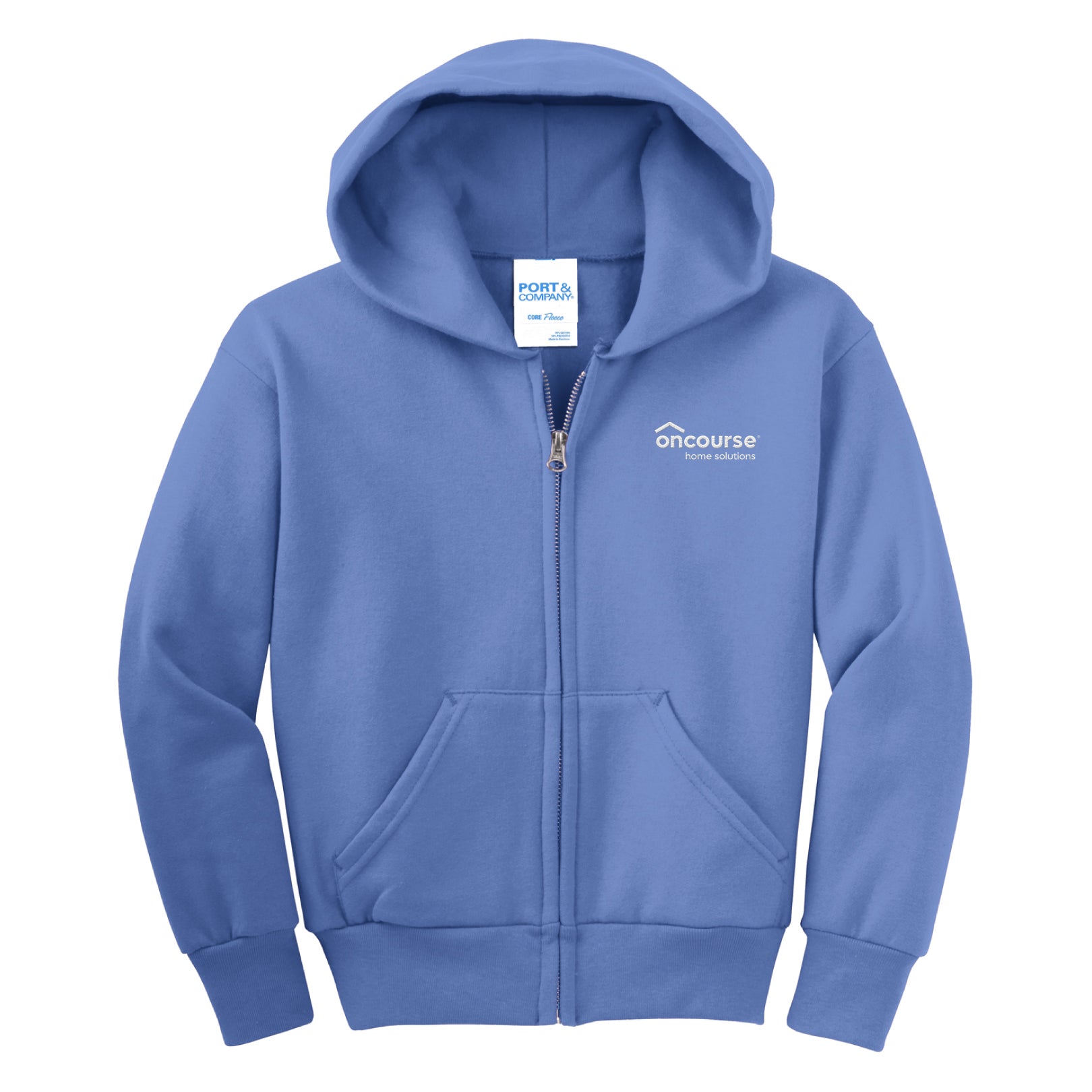 Custom Port & Co Youth Core Fleece Full-Zip Hooded Sweatshirt