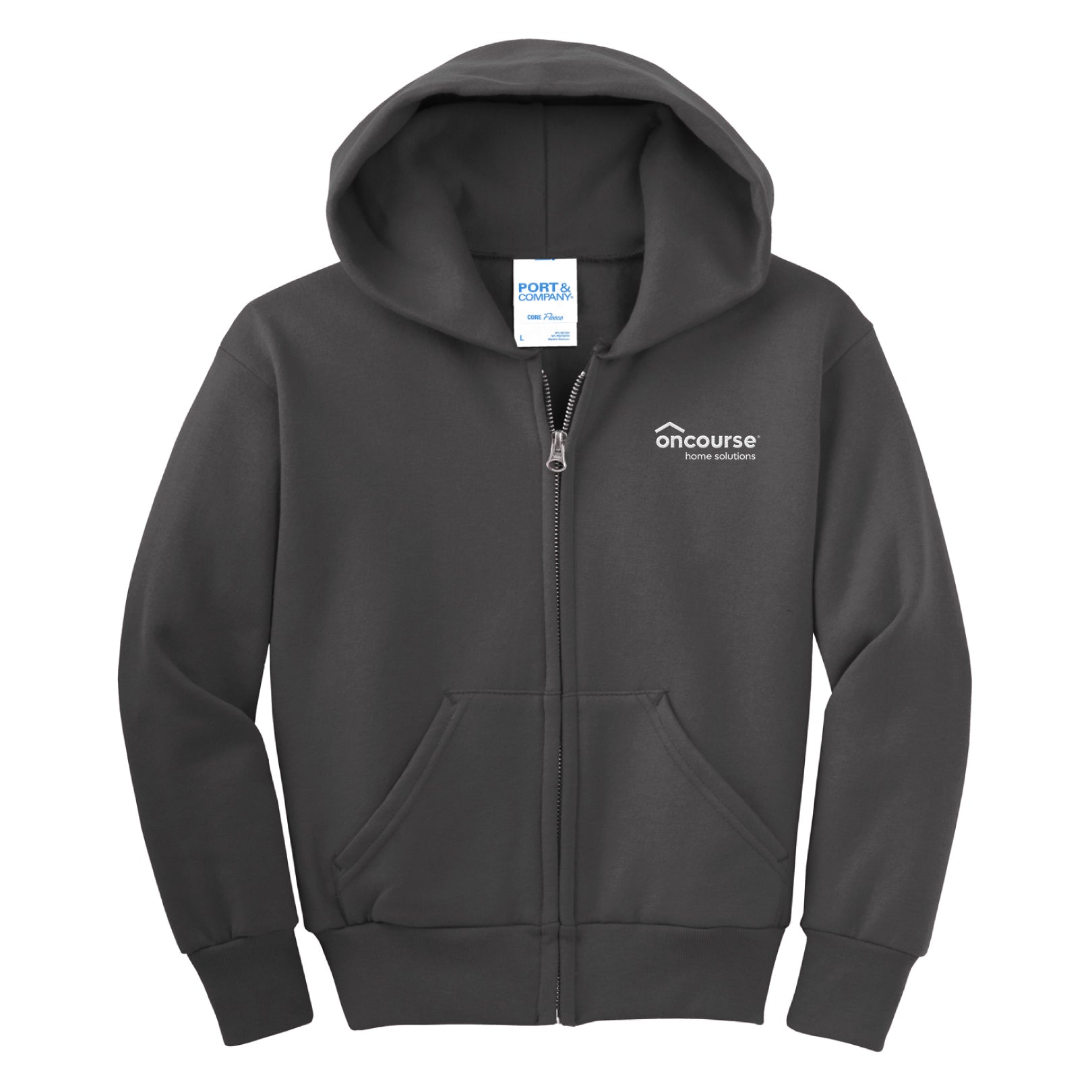 Custom Port & Co Youth Core Fleece Full-Zip Hooded Sweatshirt