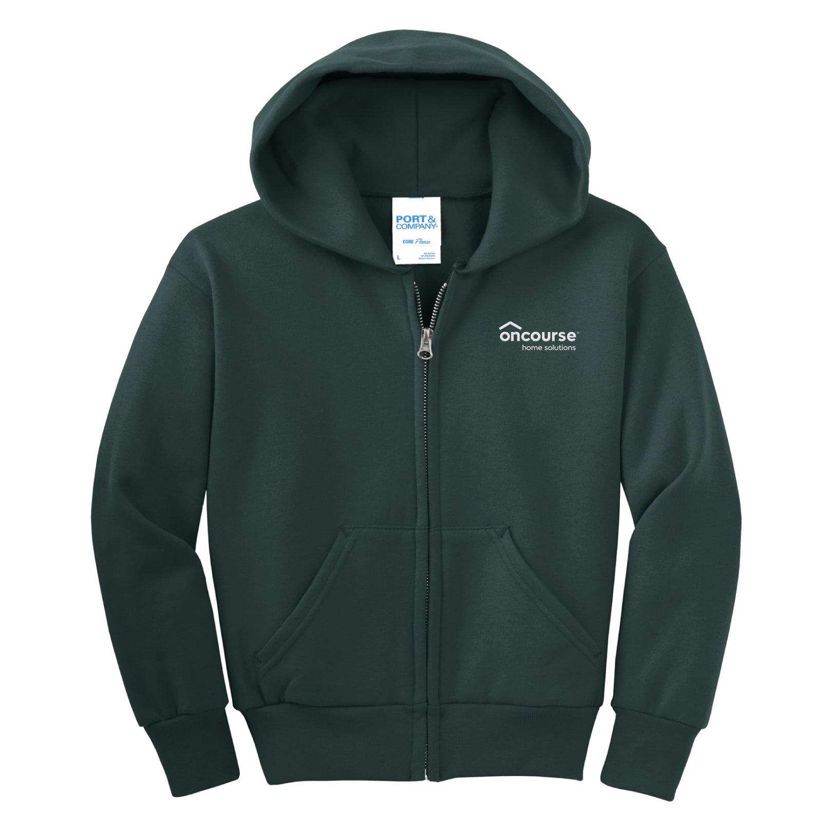 Custom Port & Co Youth Core Fleece Full-Zip Hooded Sweatshirt