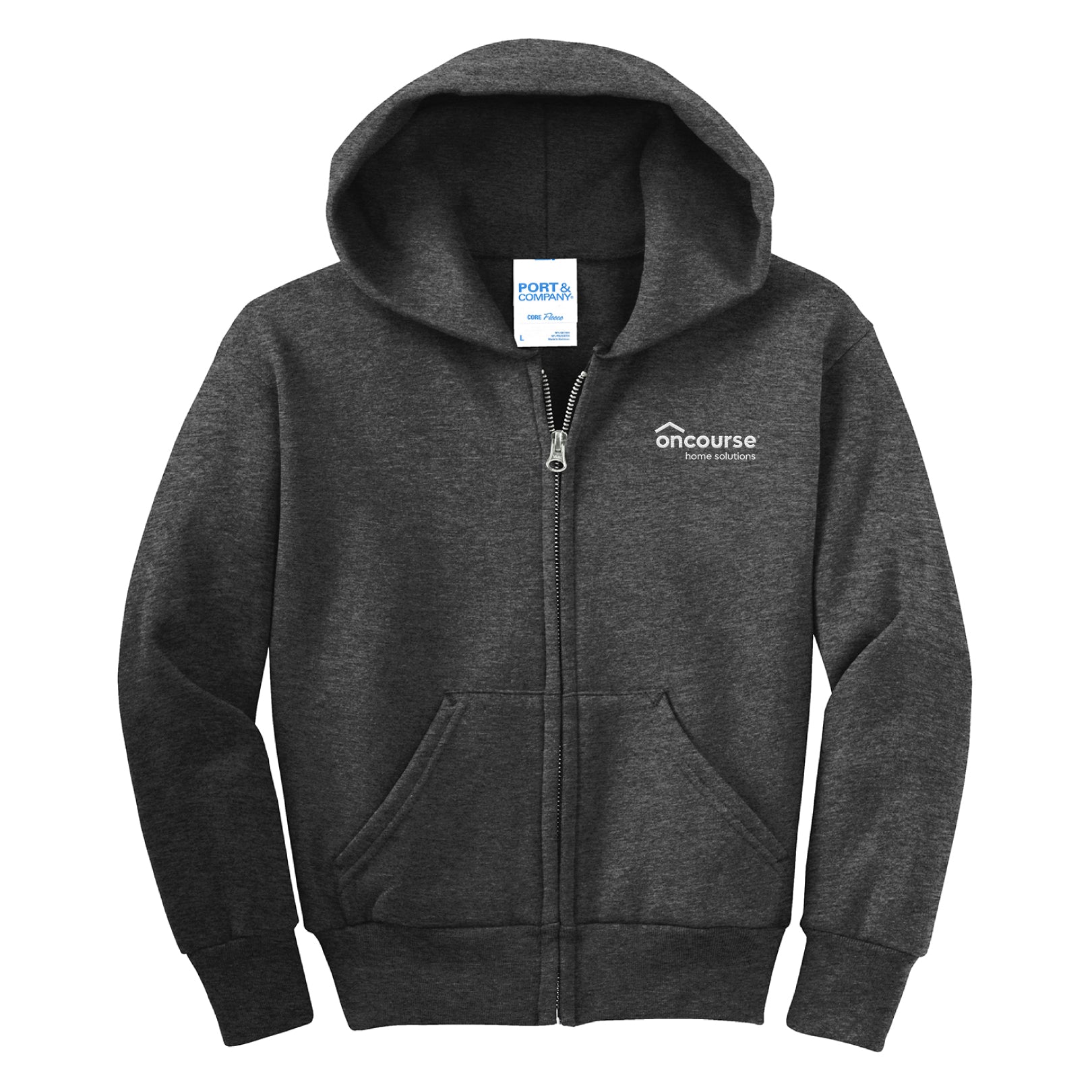 Custom Port & Co Youth Core Fleece Full-Zip Hooded Sweatshirt