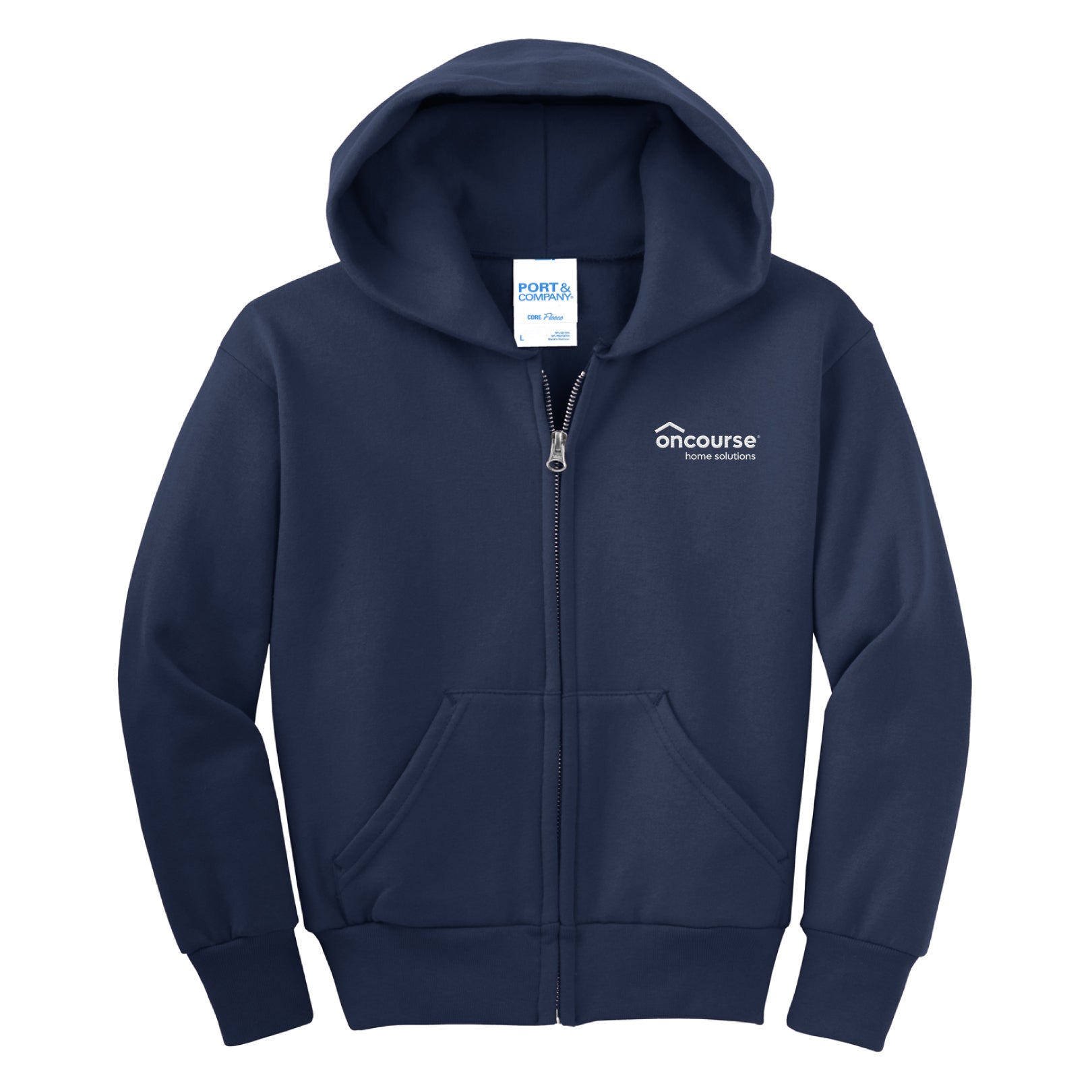 Custom Port & Co Youth Core Fleece Full-Zip Hooded Sweatshirt