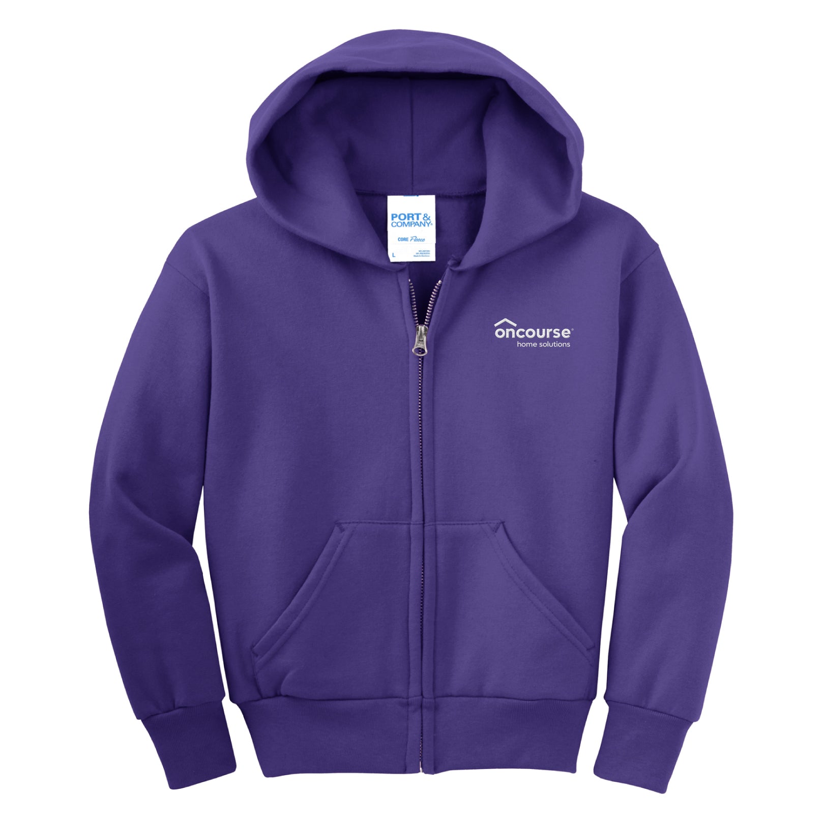 Custom Port & Co Youth Core Fleece Full-Zip Hooded Sweatshirt